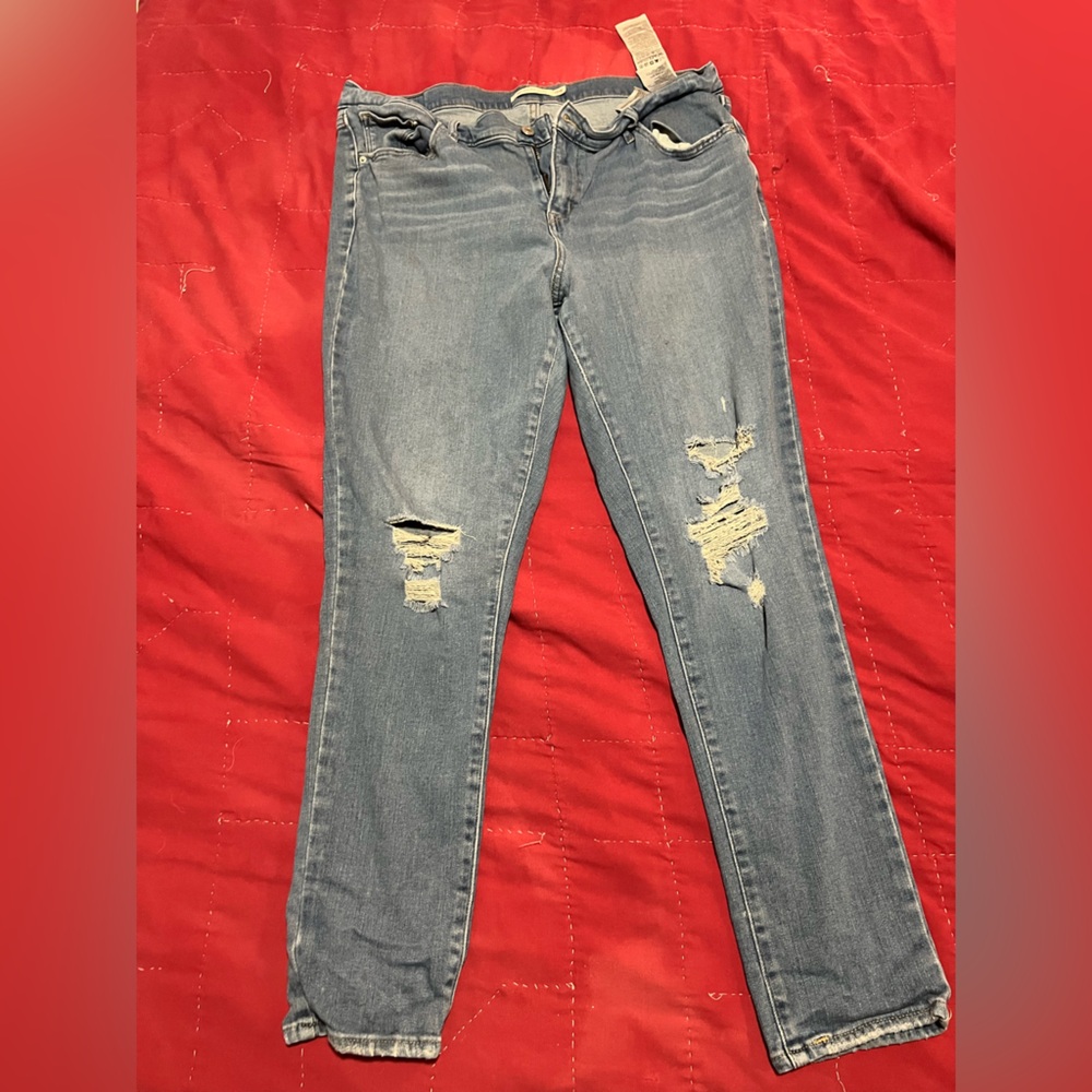 Levi's Light Blue Distressed Skinny Jeans